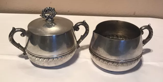 Vintage Silver-plated Ornate Sugar Bowl & Creamer Set