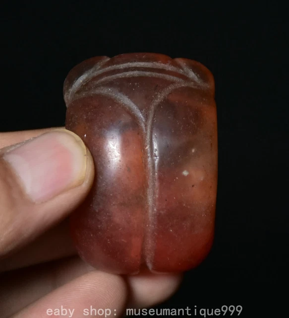 2" Old China Hongshan Culture Red Crystal Carved Fengshui Cicada Amulet Pendant