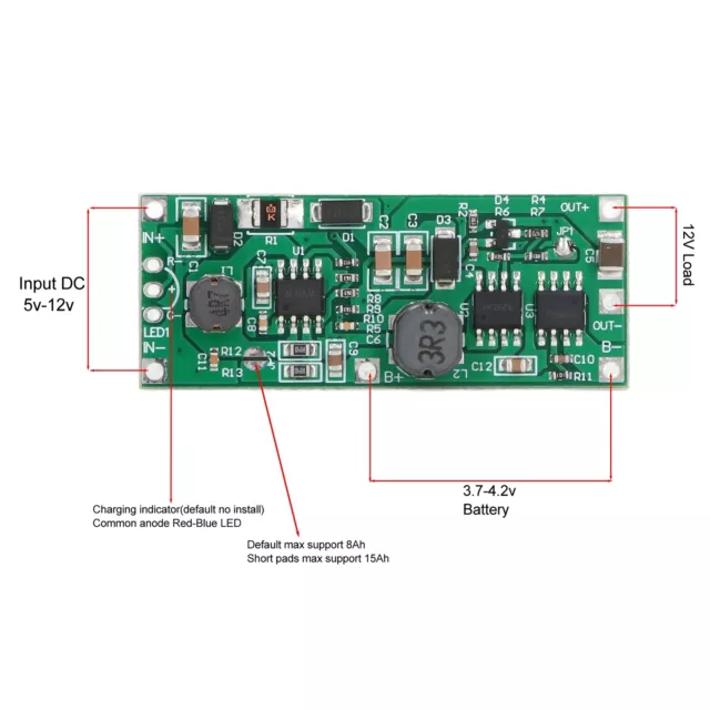 Battery Charger Module DC5.0V‑12.0V UPS Voltage Converter Step Up Boost Board❀