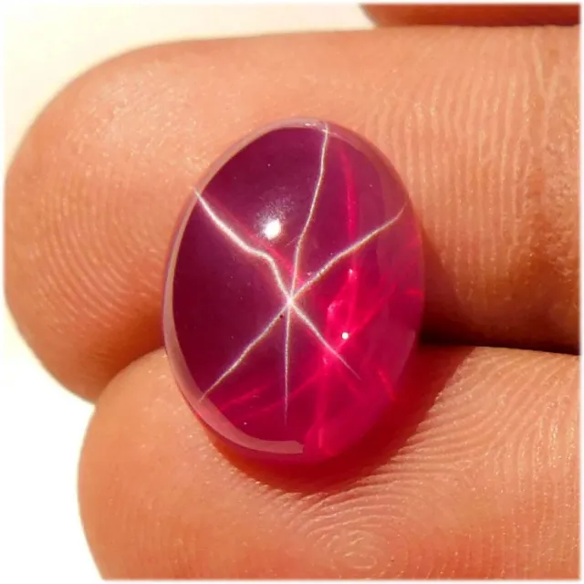 08.35Cts. Natural Red Ruby Star 6 Rays Oval Cabochon Loose Gemstone For Jewelry