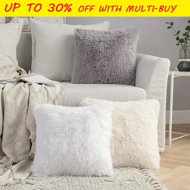 Fluffy Faux Cushion Covers Soft Plush Pillow Case Cover Home Bed Sofa Decor