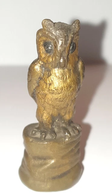 Bronze Animalier Ancien Miniature  Représentant Un Hiboux Très Belle Patine