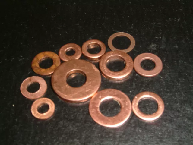 Imperial Copper Washers- I/D's 1/8" - 1/4", 3 Sizes to choose from, 10 per pack