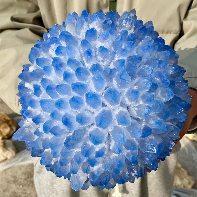 11.9LB New Find BLUE Phantom Quartz Crystal Cluster Mineral Specimen Healing 12
