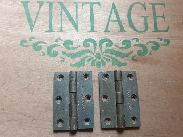 Pair of old 3 1/2" baldwin hinges cast iron