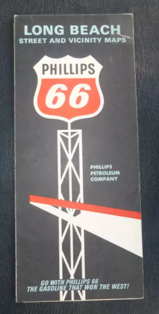 1966 Long Beach street  road  map Phillips 66 oil gas California