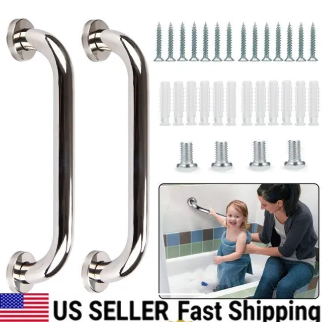 2Pcs Stainless Steel Grab Bar Bathroom Safety Handicap Shower Tub Handle Support