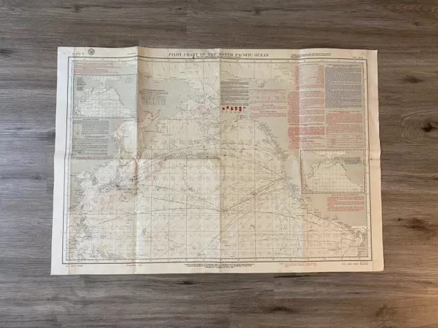 Rare Vintage 1949 United States US Navy Military North Pacific Pilot Chart Map
