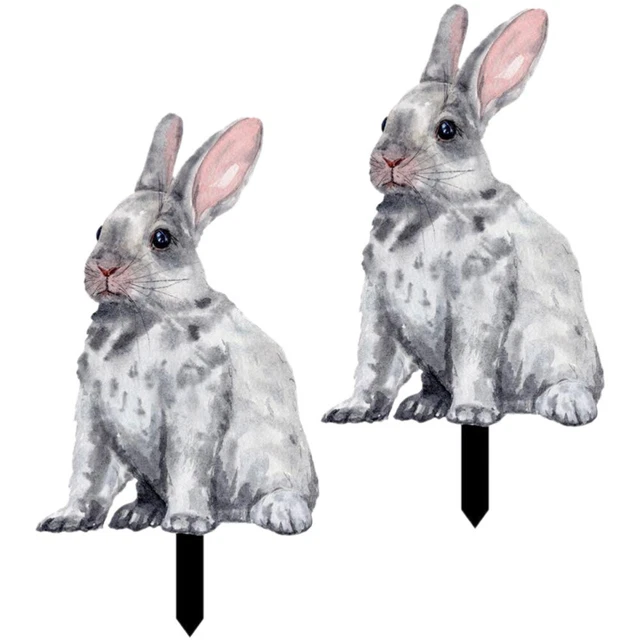 6 Decorazioni Pasquali Coniglietti Da Giardino - Segni Per Prato Con Cestino Di Uova, Per Esterno - Foto 12