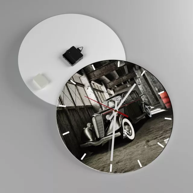 Horloge murale en verre 40x40cm Auto classique voiture modèle Wall Clock 2