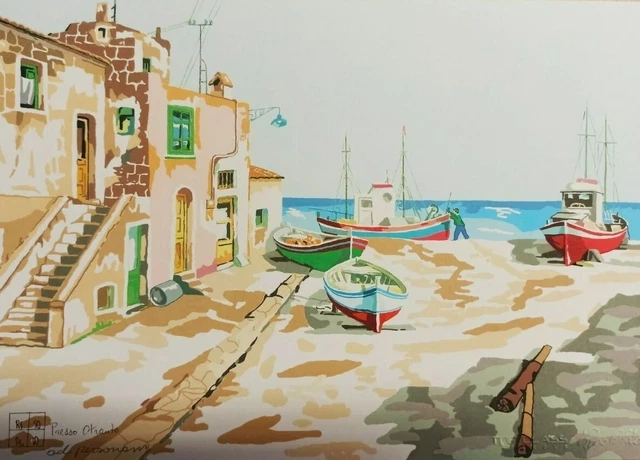 PRESSO OTRANTO, SERIGRAFIA di Aldo Riso, cm.30x21 firmata dall'artista ...