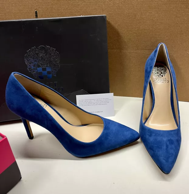 Vince Camuto Women's Savilla Pumps, Deep Blue Suede, Sz 7, High 4" Heels