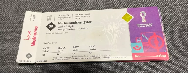 Sammler Used Ticket Niederlande - Qatar FIFA World Cup 2022 #36