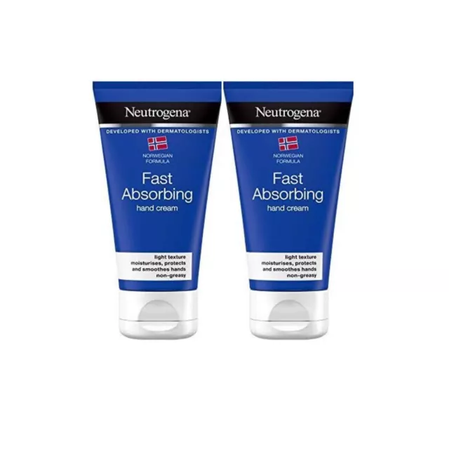 2x Neutrogena Norwegian Formula Fast Absorbing Hand Cream, 75ml