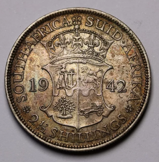 1942 South Africa 2½ Shillings / Halfcrown Silver Coin George VI KM# 30