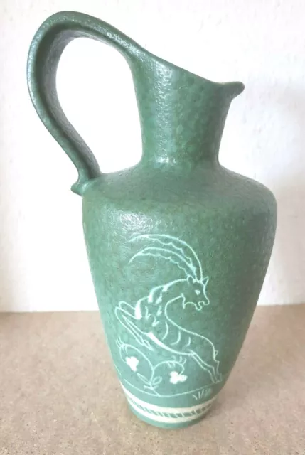 Sehr dekorative Design Keramik Vase 50er-60er Jahre signiert Henkelvase (H369)