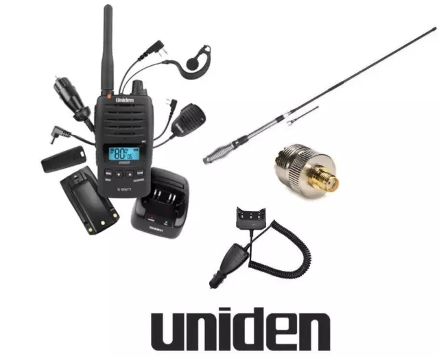 UNIDEN UH850s 5W 80CH UHF HANDHELD RADIO+CK850+AT880 6DBI TWIN ANTENNA PACKAGE