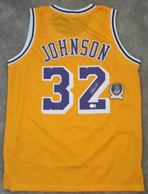 Magic Johnson Signed Custom Pro Style L.a.  Lakers Jersey, Beckett Holo #Wt70431