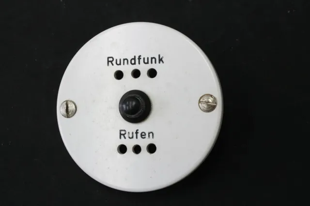 1 X Old Switch Radio Call Button Attachment Round White Bakelite Vintage