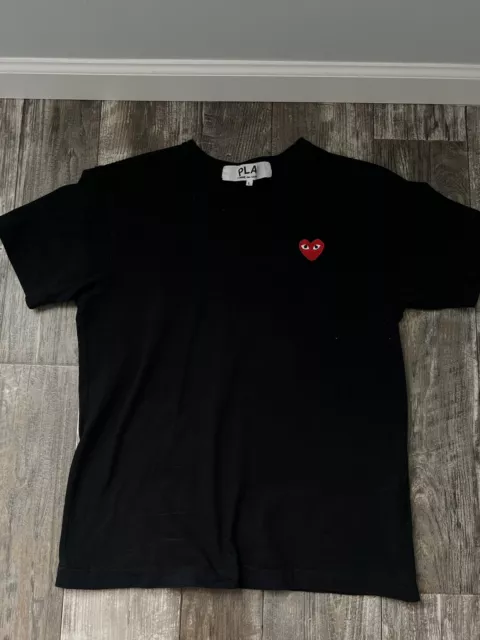 COMME DES GARCONS PLAY Black Cotton Heart Patch T-Shirt Size Large