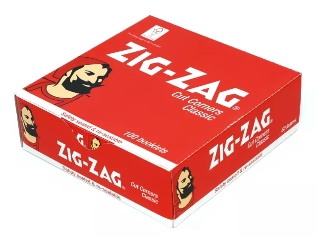 ZIG ZAG Red Cut Corners Rolling cigarette paper x 100 booklets= 6000 papers