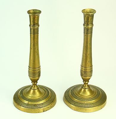 ! Antique c.1810 FIRST EMPIRE Pair of French Brass Candlesticks Candle Holders