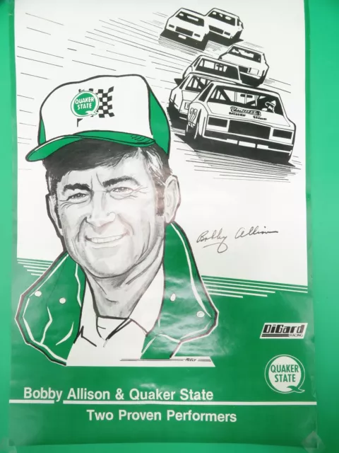 Vintage 1980's Bobby Allison & Quaker State Digard Racing Pinup Poster