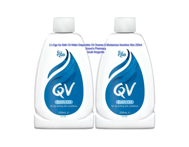 2x Ego Qv Bath Oil Water Dispersible Oil Clean & Moisturize Sensitive Skin 250ml