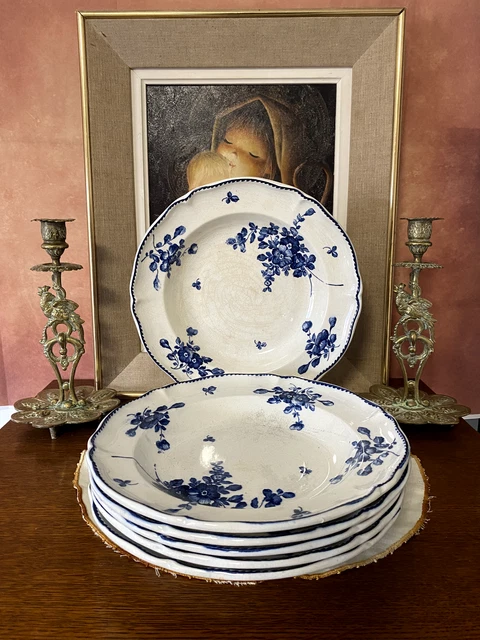 Lot De 6 Assiettes Creuses Villeroy & Boch Crafted Blueberry - Porcelaine Qualité, 21.5 Cm, Bleu