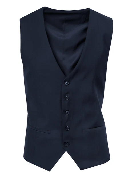 Gilet Panciotto Uomo Sartoriale Blu Scuro Raso Elegante Slim Fit Smanicato