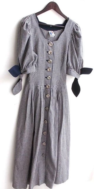 Abito tradizionale da donna lino blu bianco a quadretti taglia 40 v. costume tradizionale Mad'l