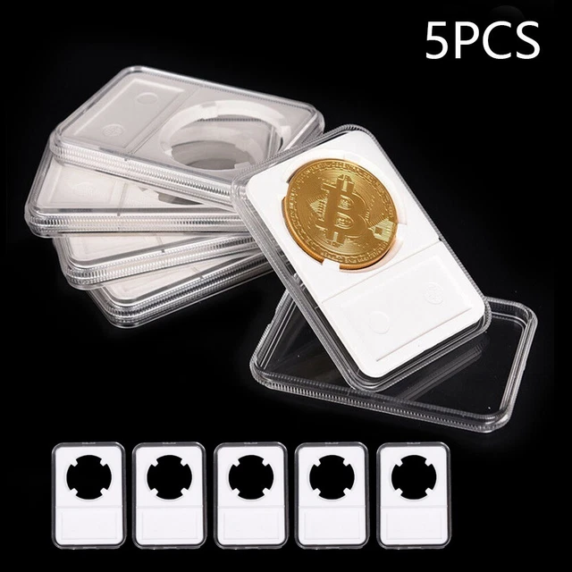 5Pcs Commemorative Coin Slab Holder Coin Display Storage Box Case-Protector