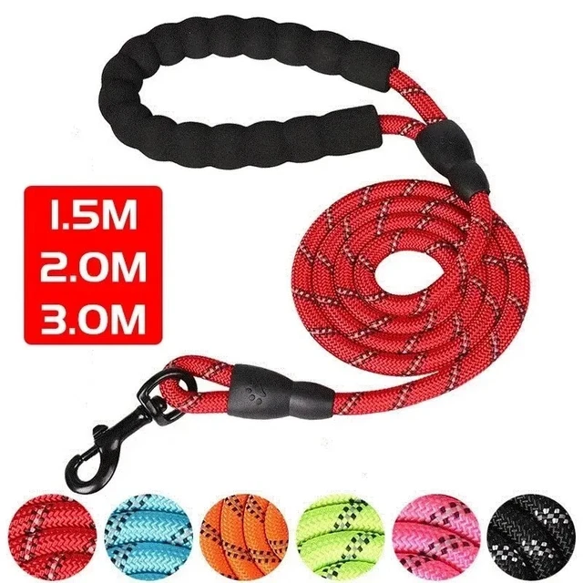 Laisse élastique 3-en-1 Pour Chien - 1,6 à 2,2 M, Poignées Doubles Rembourrées, Réfléchissante, Pour Course Et Randonnée