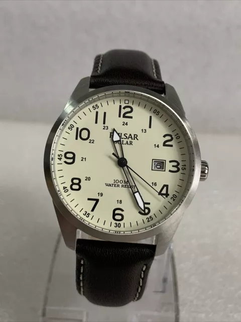 PULSAR PX3165X1 SOLAR Men s Brown Leather Strap Watch. 40.00 PicClick UK
