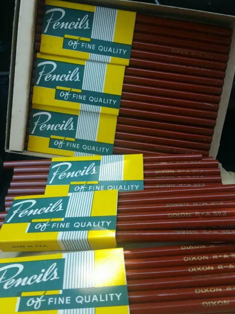 BOX (71) VTG DIXON R-A No. 3 Pencils Unused USA VERY RARE UNTIPPED Cedar Finish