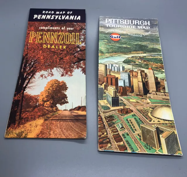 Pennsylvania vintage maps Gulf oil and Pennzoil historic cool!