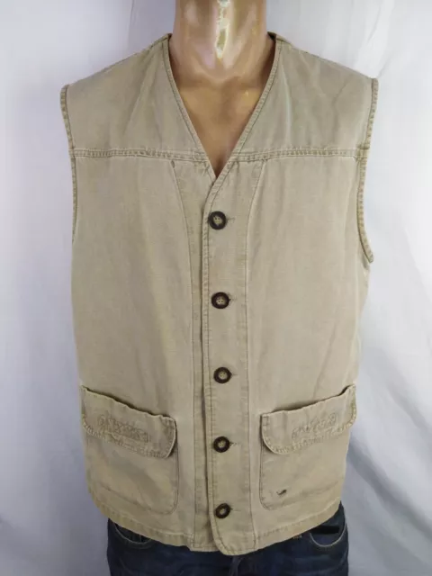 Camel Gilet sans Manches Casual Homme Taille 52 Homme Vintage Veste