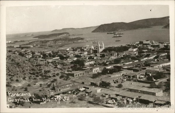 Mexico RPPC Guaymas Aerial View of Town EKC Real Photo Post Card Vintage