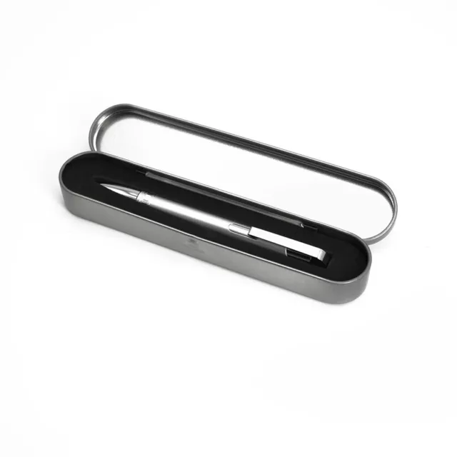 Metall Kuli Kugelschreiber Stift mit Grossraum Mine in Geschenk Metallbox