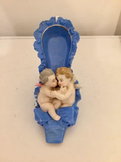 Stunning meissen porcelain Shoe on Cushion With Two Cherubs Kissing