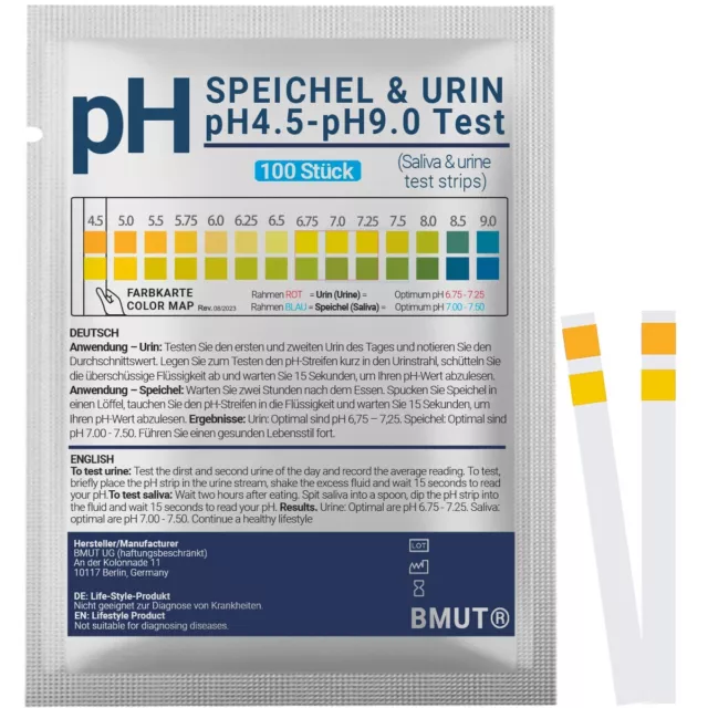 100x pH Teststreifen für Urin & Speichel | ph Wert Test | Säure-Basen-Balance