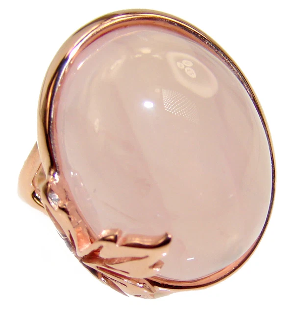 Large 16.2 carat Rose Quartz 18K Gold over .925 Sterling Silver brilliantly hand