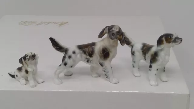 Miniature Bone China Black and White DOG Family Figures