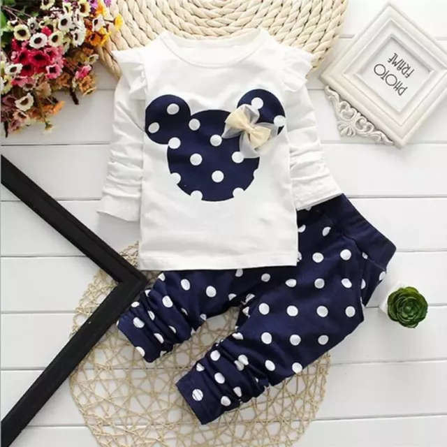 completo bambina minnie disney pois blu e bianco fiocco girl cotone