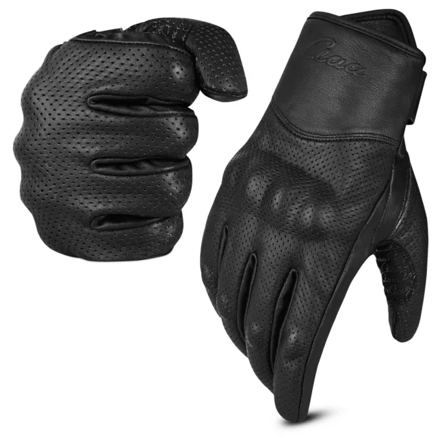 aaaSportx Motorrad Handschuhe Schwarz Leder Motorradhandschuhe Motorcycle Gloves