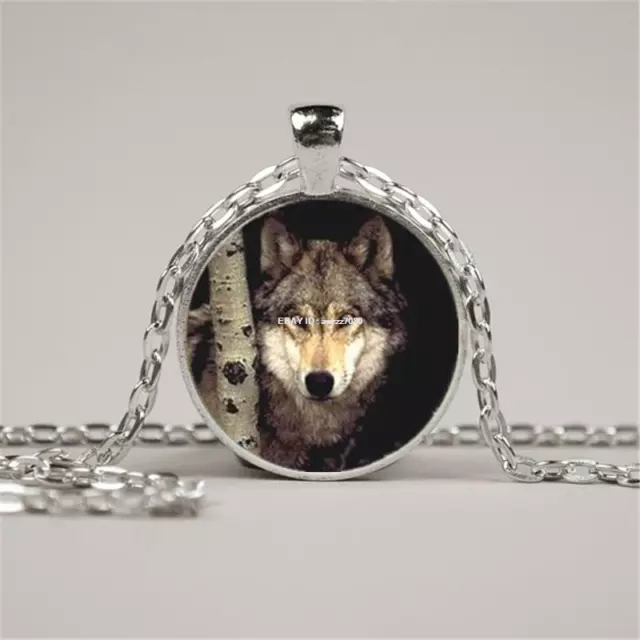 WOLF ANIMAL TREE charm pendant Sterling Silver 925 Chain 20" necklace female men