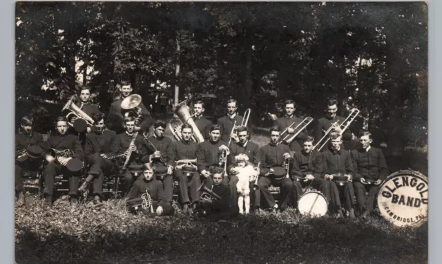 GLENGOLD BAND cambridge pa real photo postcard rppc pennsylvania parade music