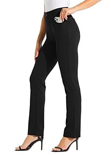 Willit 29" Womens Yoga Dress Pants Work Slacks Office Casual Straight Leg Belt