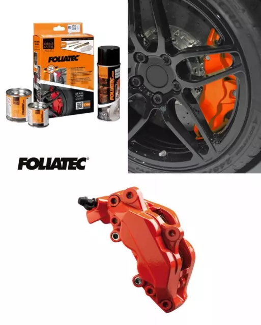 Foliatec Car Motorbike Brake Caliper Paint Kit Orange Gloss Brush On High Temp