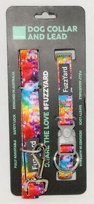FUZZYARD ~ 2 pc DOG Leash / Lead & Collar TIE DYE Design Colorful sz Medium *NEW